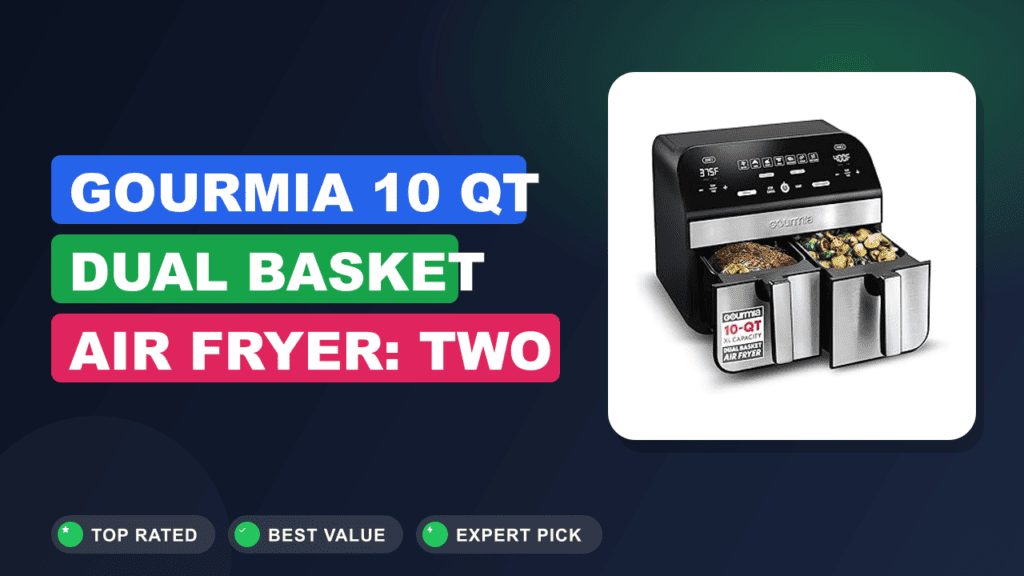Gourmia 10 Qt Dual Basket Air Fryer: Two Meals at Once!