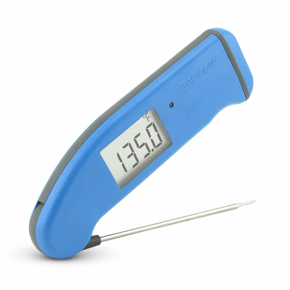 Digital instant-read meat thermometer displaying internal temperature
