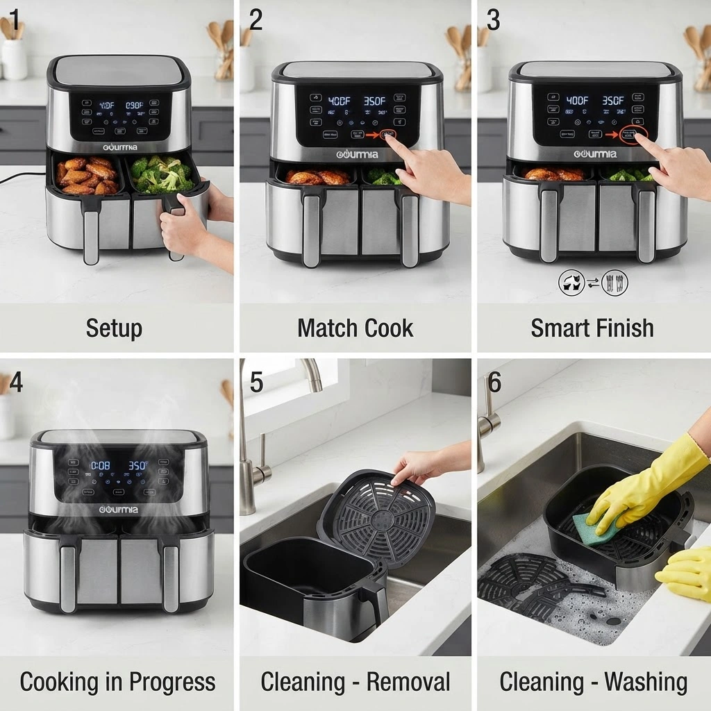 How to Use the Gourmia 10 Qt Dual Basket Air Fryer