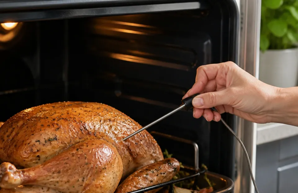 Placing the probe in whole birds and thick roasts