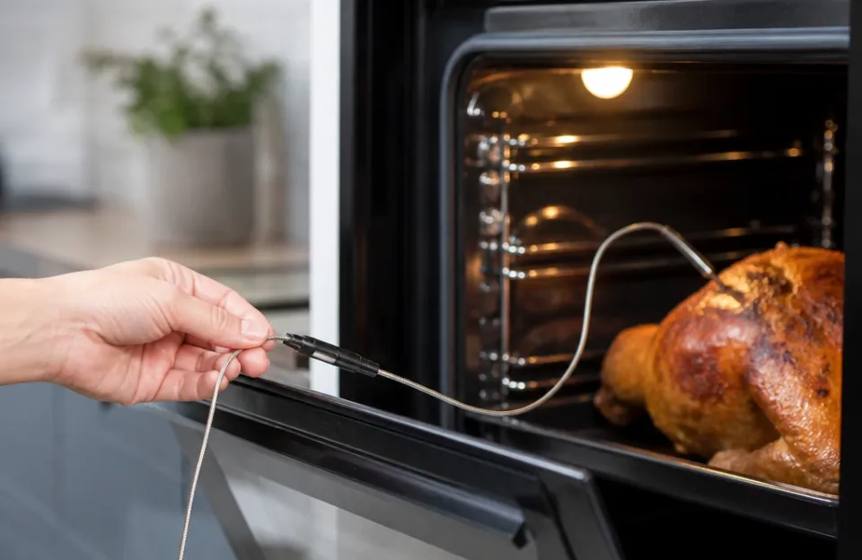 Routing the cable safely outside the oven door